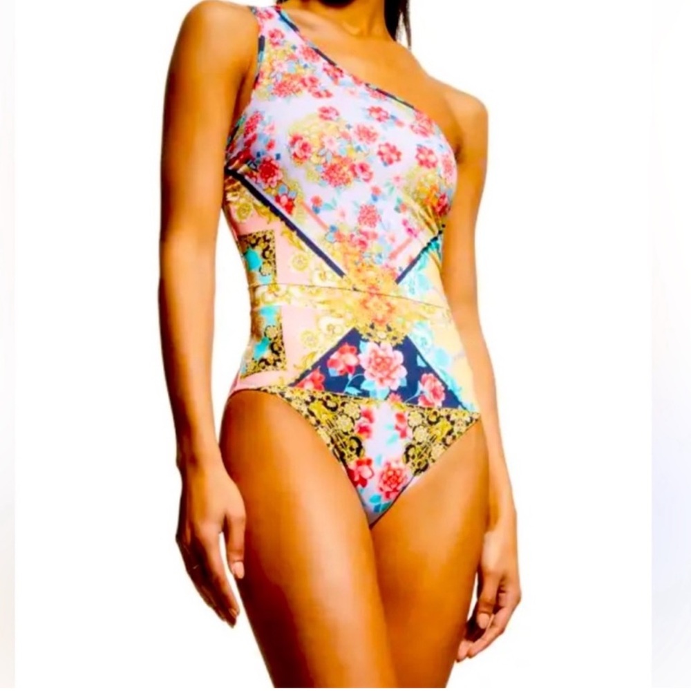 NWT Johnny Was Raina One-Shoulder Boho Chic One-Piece Swimsuit | Small